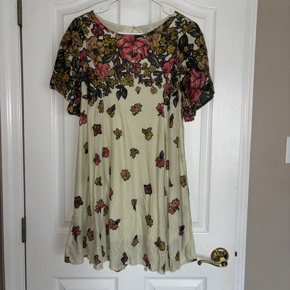 Urban Outfitters Floral Mini Dress - Cream, Pink, Yellow, Black
